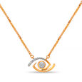 14KT Yellow Gold Geometric Evil Eye Necklace With Diamonds,,hi-res view 2