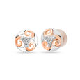 14KT White Rose Trinity Of Luck Stud Diamond Earrings,,hi-res view 2