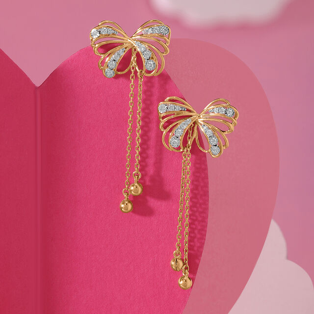Butterfly Blush 14KT Gold & Diamond Drop Earrings,,hi-res view 1