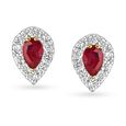Bewitching 18 Karat Yellow Gold And Diamond And Ruby Teardrop Studs,,hi-res view 1
