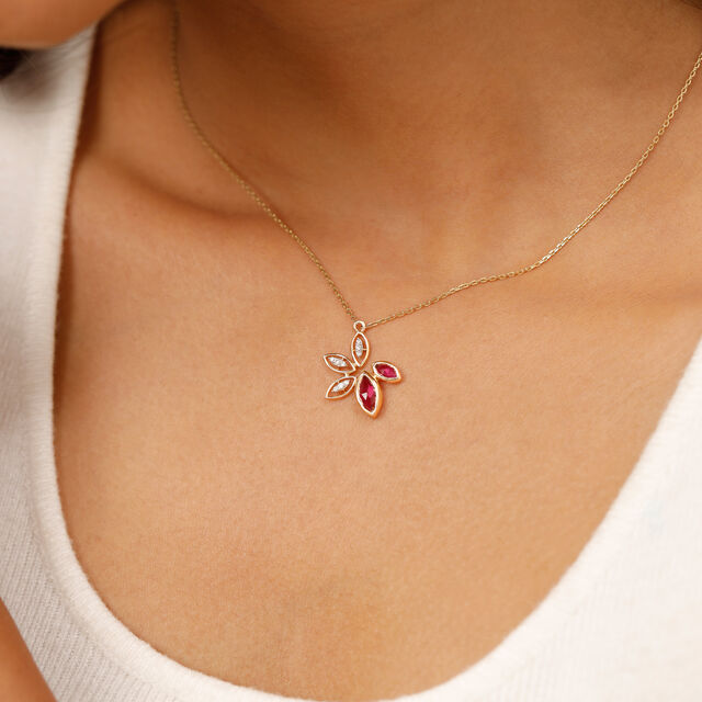 14KT Yellow Gold Floral Necklace,,hi-res image number null