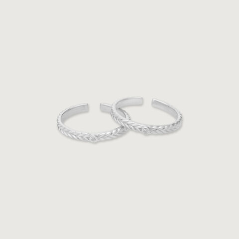 Sleek Braid Silver Toe Rings