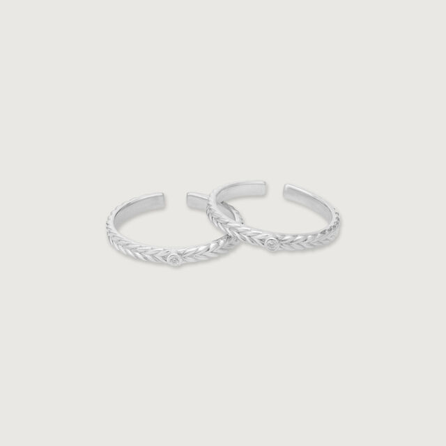 Sleek Braid Silver Toe Rings,,hi-res image number null