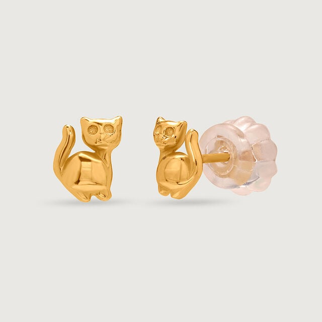 Kitty Couture 18KT Gold Stud Earrings,,hi-res image number null