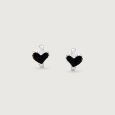 Chic Heart Silver Hoop Earrings