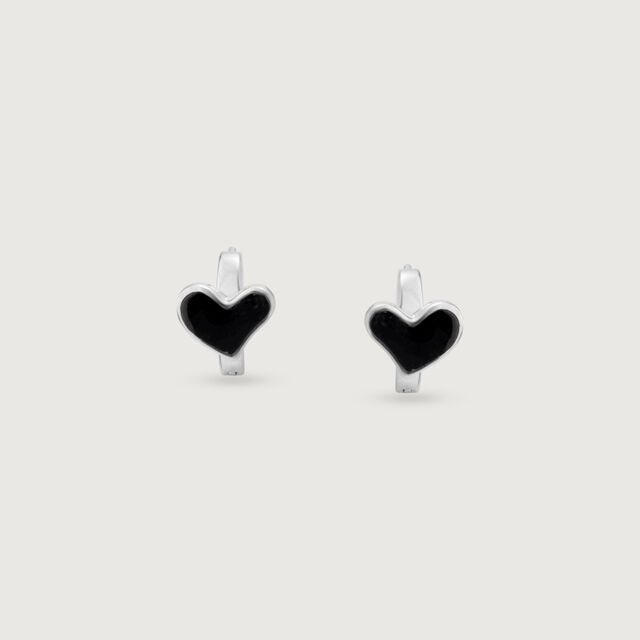 Chic Heart Silver Hoop Earrings,,hi-res image number null