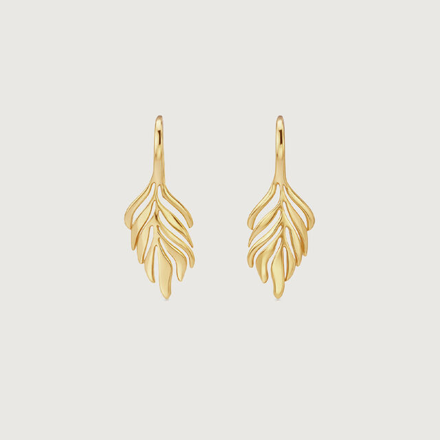 Flowing Leaf Gold Hoop Earrings,,hi-res image number null