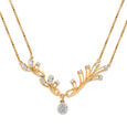 14 KT Yellow Gold Diamond Herringbone Droplet Necklace,,hi-res view 2