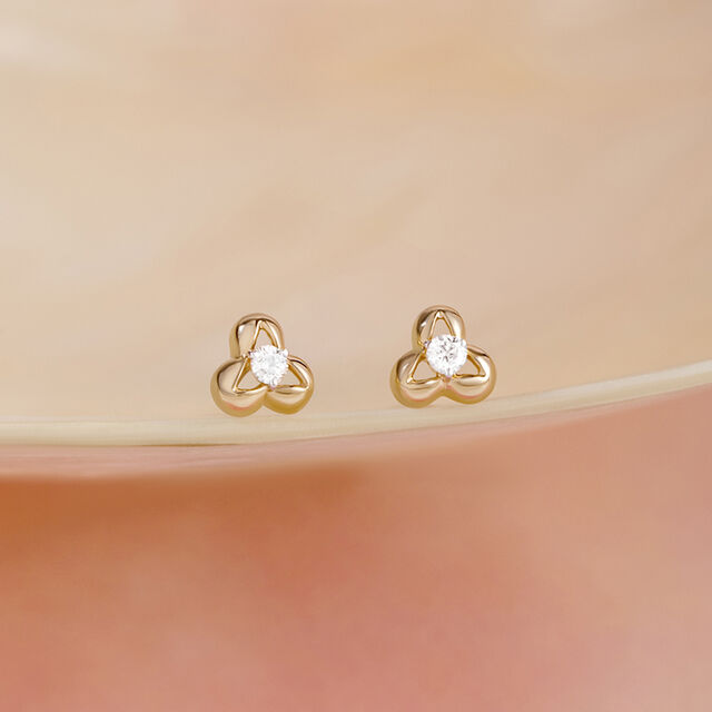 Iconic Shimmer Gold & Diamond Stud Earrings,,hi-res image number null