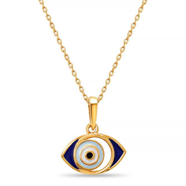 14KT Yellow Gold Negative Space Evil Eye Pendant,,hi-res image number null