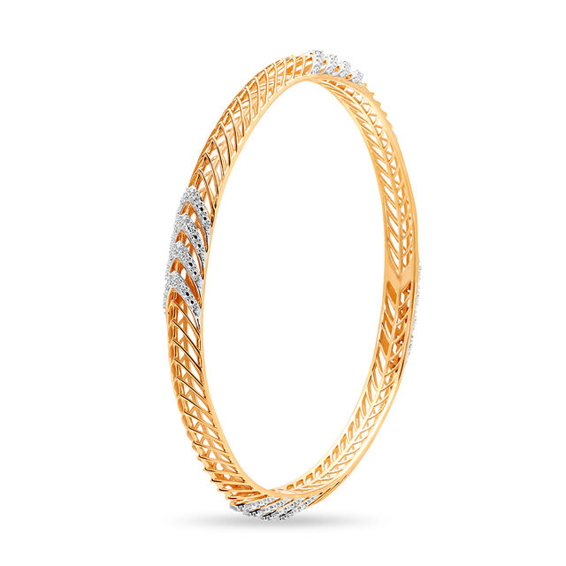 14KT Yellow Gold  Diamond Chevron Bangle,,hi-res image number null