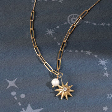 Radiating Star 14KT Pearl Necklace