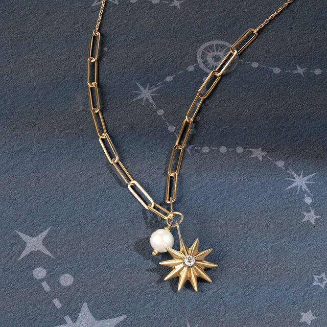 Radiating Star 14KT Pearl Necklace,,hi-res image number null