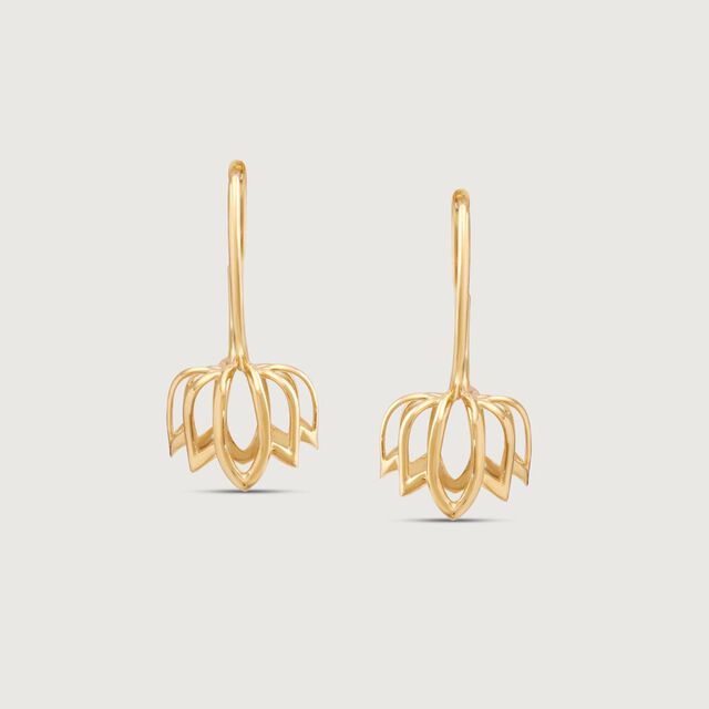 Lit Lotus Gold Hoop Earrings,,hi-res image number null