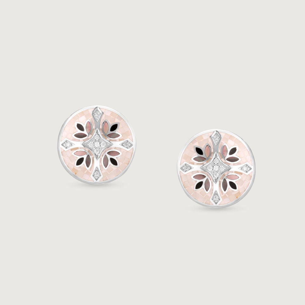 Buy Mosaic Charm Silver Stud Earrings Online | Mia by Tanishq