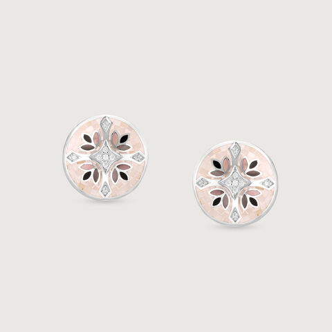 Mosaic Charm Silver Stud Earrings
