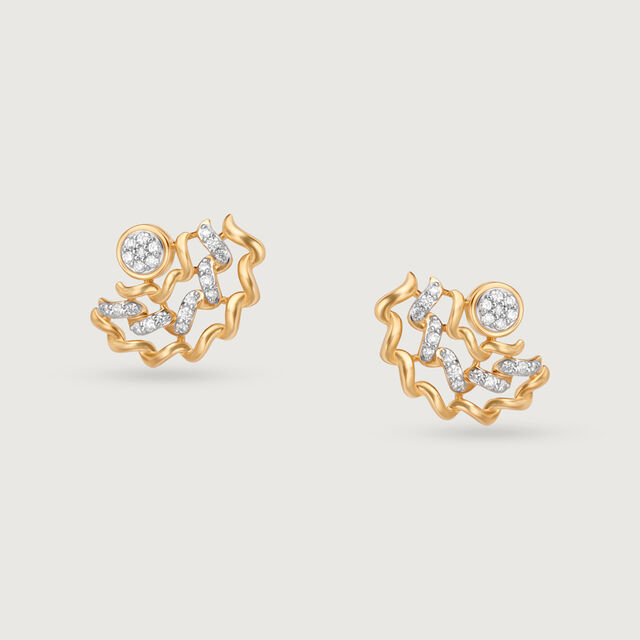 Dazzling Whirls 14 Kt Gold & Diamond Stud Earrings,,hi-res image number null