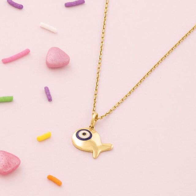 Happy Fish Gold Pendant,,hi-res image number null