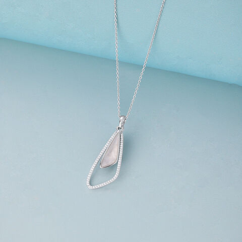 Mother of Pearl Abstract Silver Pendant