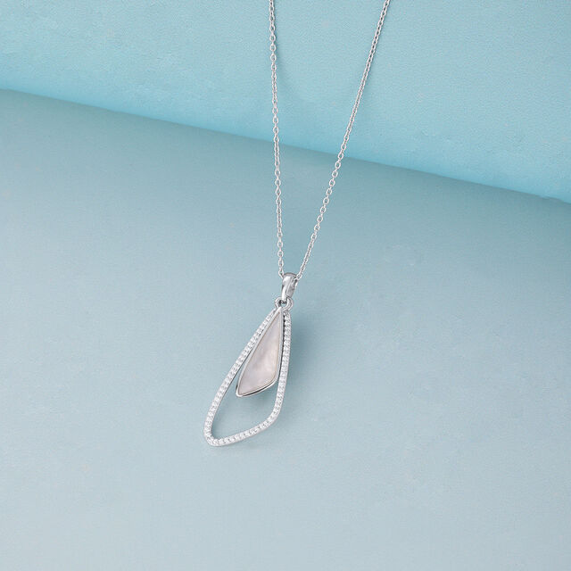 Mother of Pearl Abstract Silver Pendant,,hi-res image number null