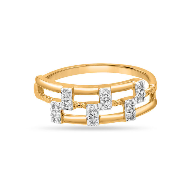14kt Yellow Gold And Diamond Square Ring,,hi-res image number null