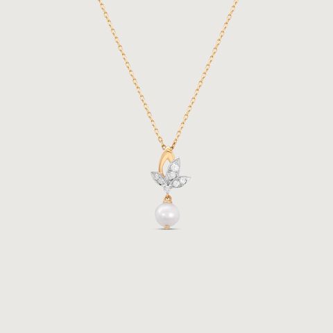 Lotus Elegance Pearl Diamond Pendant