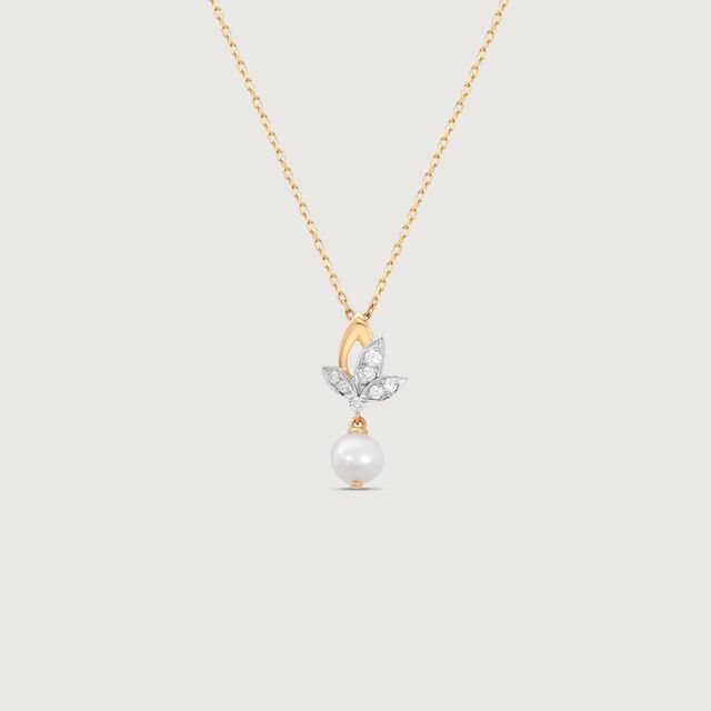 Lotus Elegance Pearl Diamond Pendant,,hi-res image number null
