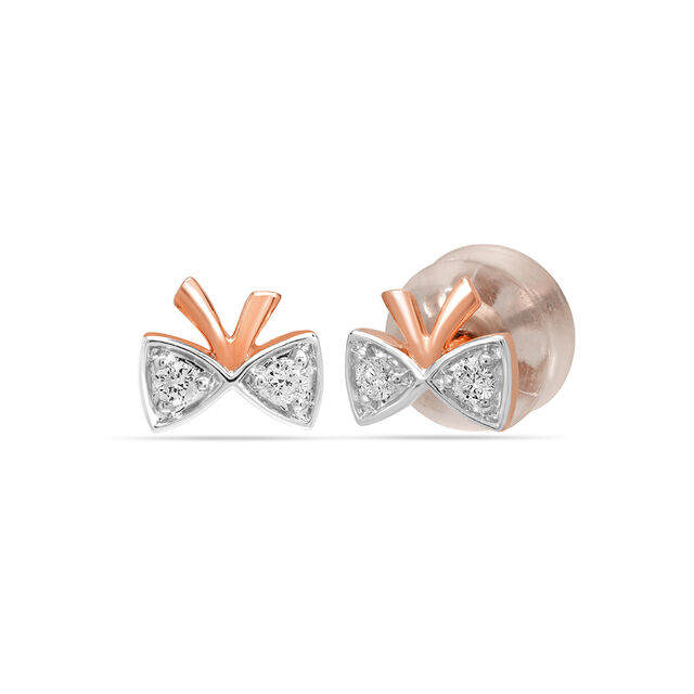 14KT Rose Gold Opulent Floral Twist Diamond Stud Earring,,hi-res view 3