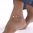 Wave Pearl Silver Anklet,,hi-res view 2