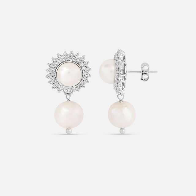 Magnificent Pearl Silver Drop Earrings,,hi-res image number null
