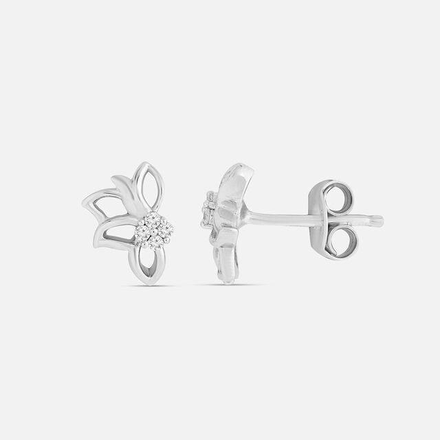Twinkling Bow Silver Stud Earrings,,hi-res image number null
