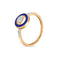 14 KT Yellow Gold Round Diamond Finger Ring,,hi-res view 1