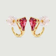 Sculptural Radiant Pink Garnet Hoop Earrings,,hi-res view 3