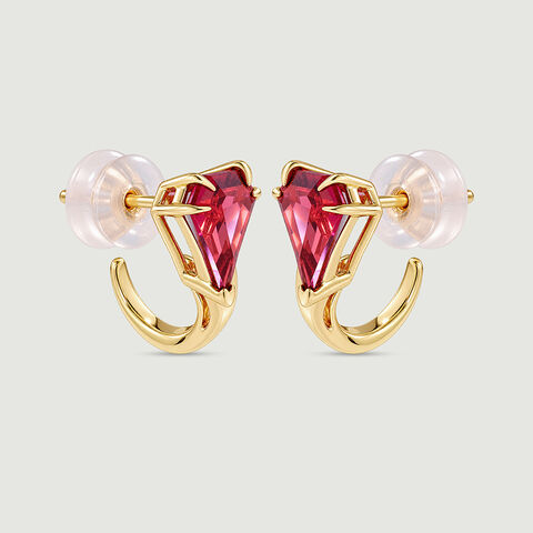 Sculptural Radiant Pink Garnet Hoop Earrings