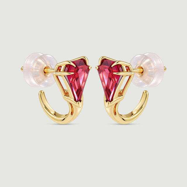 Sculptural Radiant Pink Garnet Hoop Earrings,,hi-res image number null