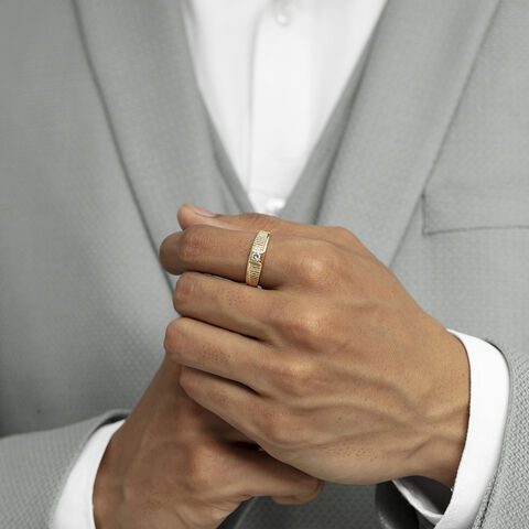 Grid Vibe Gold & Diamond Ring for Men