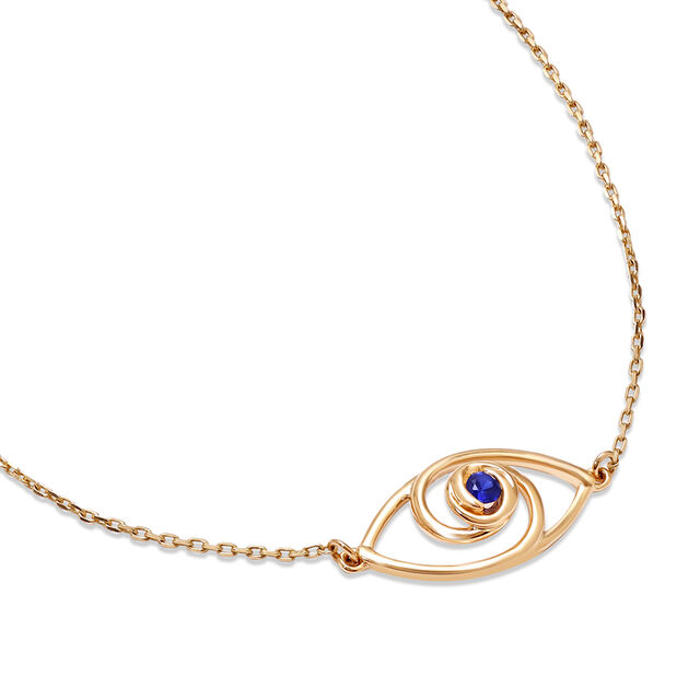 14KT Yellow Gold Wavy Evil Eye Bracelet,,hi-res image number null
