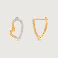 Heart Charm Gold & Diamond Hoop Earrings,,hi-res view 4