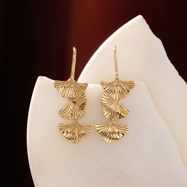 Graceful Ginkgo Gold Drop Earrings,,hi-res image number null