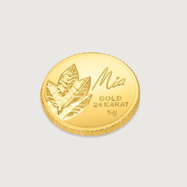 5 GM 24 Karat Mango Leaf Gold Coin,,hi-res image number null