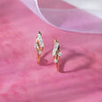 Elegant Wave Gold & Diamond Hoop Earrings,,hi-res view 1