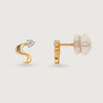 Serpentine Sparkle 14KT Gold & Diamond Stud Earrings,,hi-res view 4