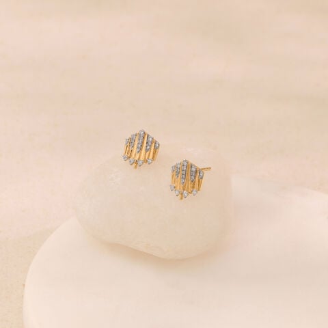 Striking Fanlight Diamond Stud Earrings