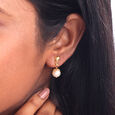 Glowing Hearts Pearl & Gold Drop Earrings,,hi-res view 2