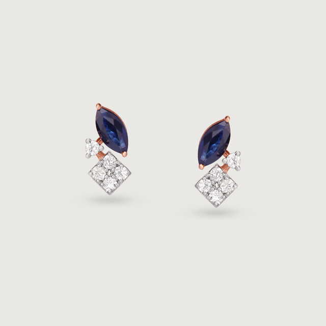 Sapphire Sparkle Gold & Diamond Stud Earrings,,hi-res image number null