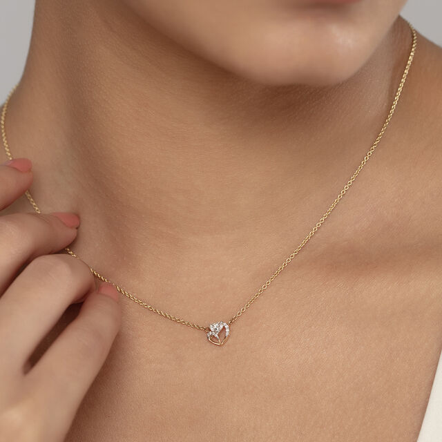 Heartfelt Radiance 14 kt Gold & Diamond Necklace,,hi-res image number null
