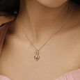 Winged Heart 14KT Gold Pink Garnet Pendant,,hi-res view 2