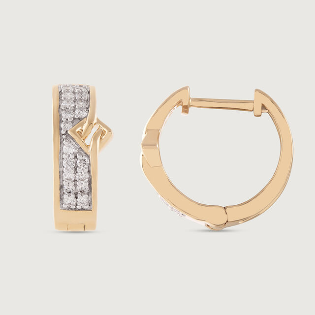 Elegant Vibes Gold & Diamond Hoop Earrings,,hi-res image number null
