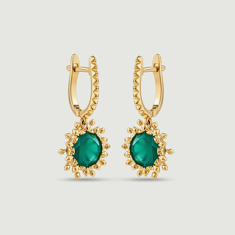 Dynamic Sculptural Green Onyx Hoop Earrings