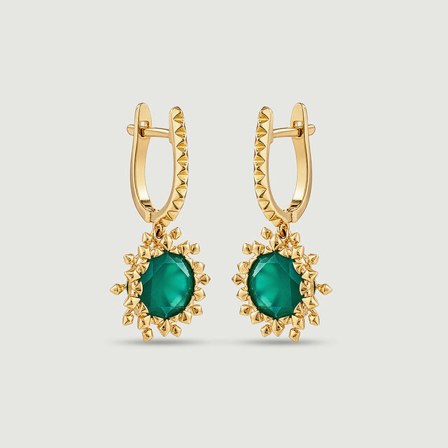Dynamic Sculptural Green Onyx Hoop Earrings,,hi-res image number null